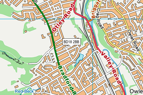 BD18 2BB map - OS VectorMap District (Ordnance Survey)