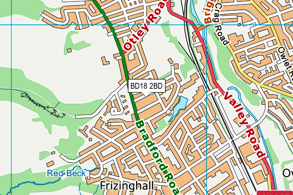 BD18 2BD map - OS VectorMap District (Ordnance Survey)