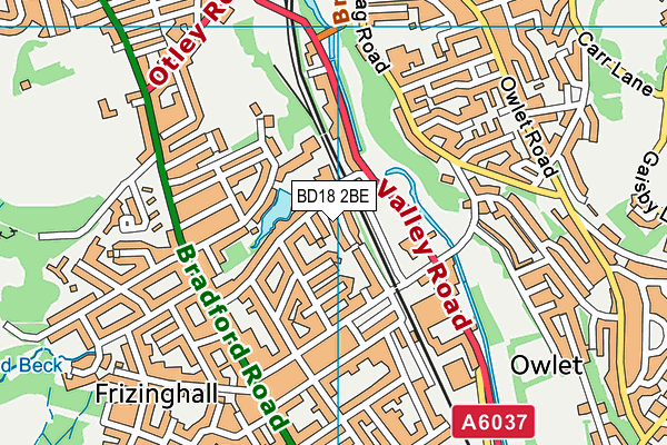 BD18 2BE map - OS VectorMap District (Ordnance Survey)