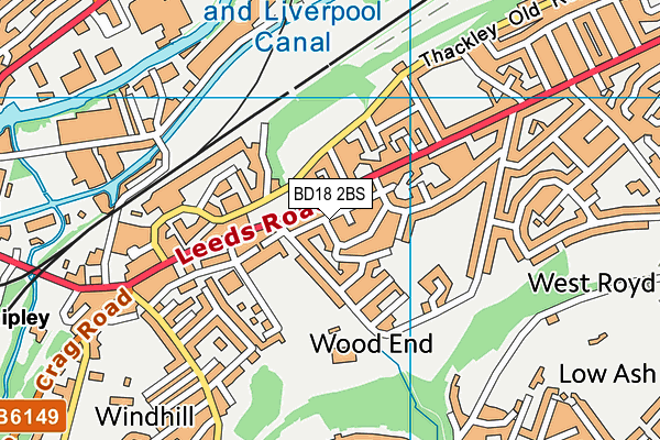 BD18 2BS map - OS VectorMap District (Ordnance Survey)