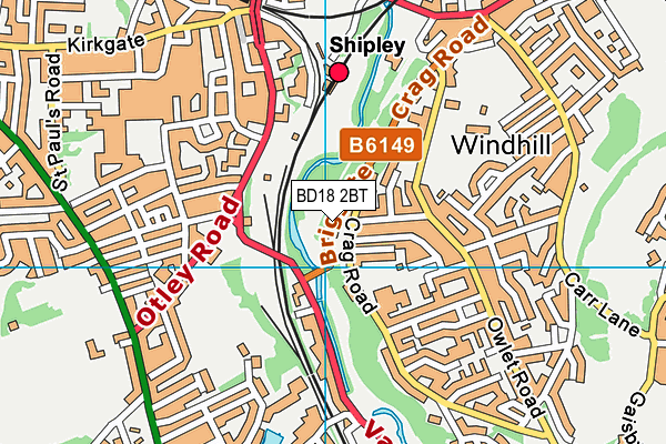 BD18 2BT map - OS VectorMap District (Ordnance Survey)