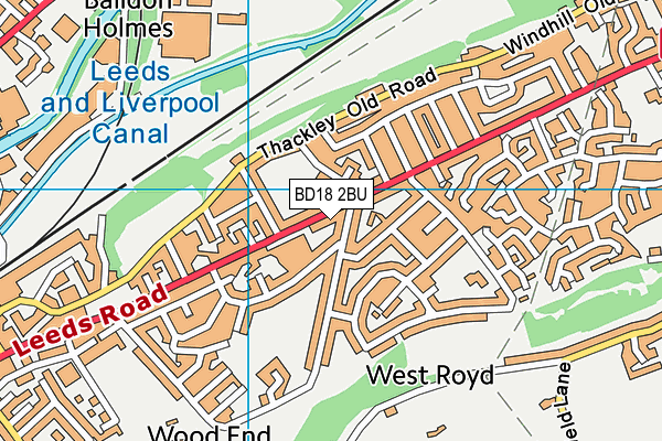 BD18 2BU map - OS VectorMap District (Ordnance Survey)