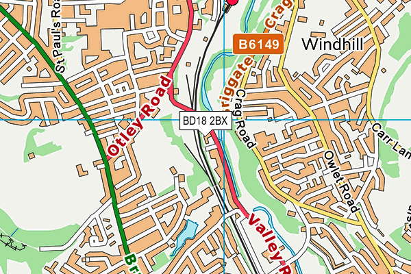 BD18 2BX map - OS VectorMap District (Ordnance Survey)