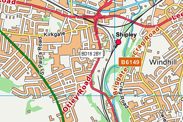 BD18 2BY map - OS VectorMap District (Ordnance Survey)