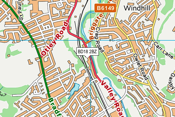 BD18 2BZ map - OS VectorMap District (Ordnance Survey)