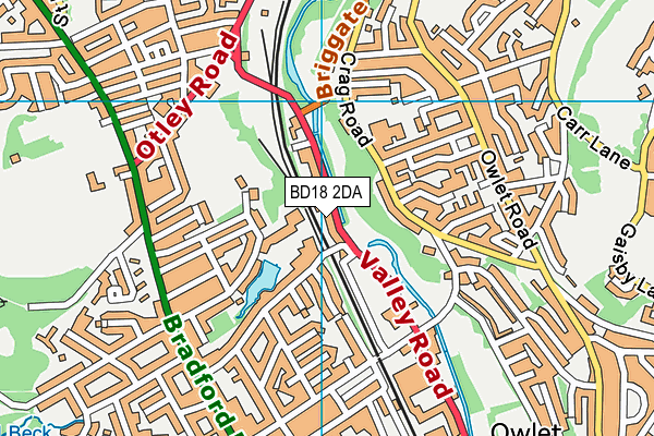 BD18 2DA map - OS VectorMap District (Ordnance Survey)