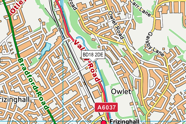 BD18 2DE map - OS VectorMap District (Ordnance Survey)