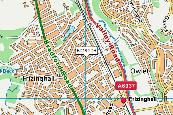 BD18 2DH map - OS VectorMap District (Ordnance Survey)