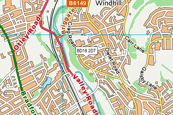 BD18 2DT map - OS VectorMap District (Ordnance Survey)