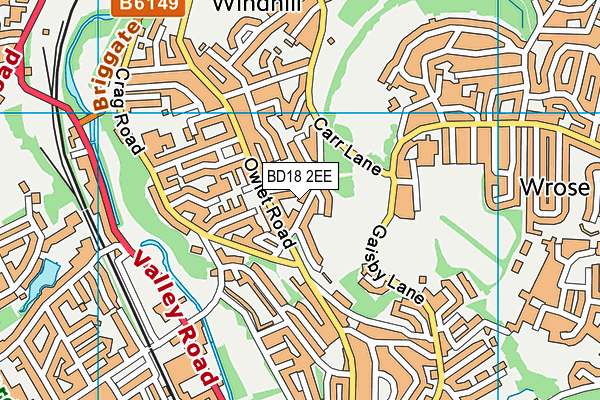 BD18 2EE map - OS VectorMap District (Ordnance Survey)