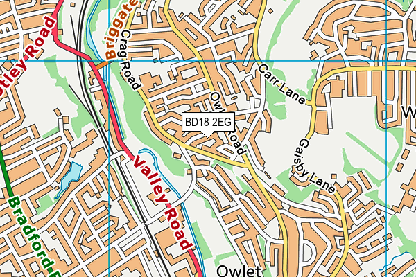 BD18 2EG map - OS VectorMap District (Ordnance Survey)