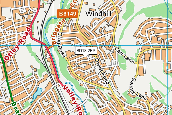 BD18 2EP map - OS VectorMap District (Ordnance Survey)