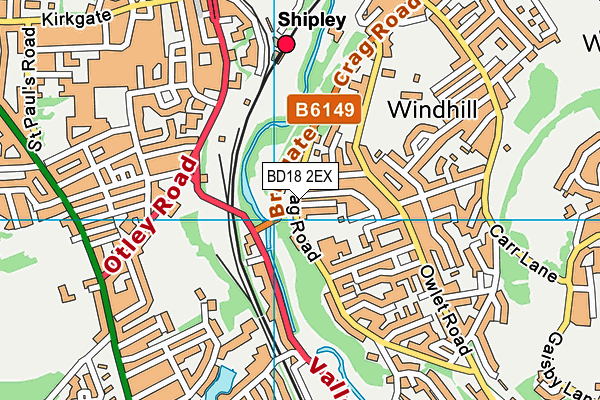 BD18 2EX map - OS VectorMap District (Ordnance Survey)