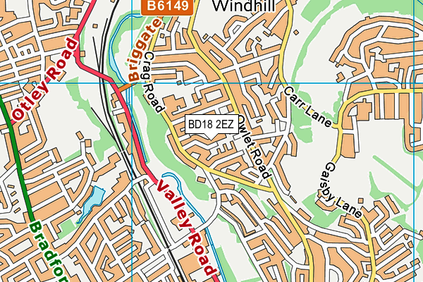 BD18 2EZ map - OS VectorMap District (Ordnance Survey)