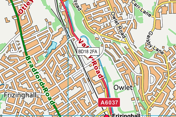 BD18 2FA map - OS VectorMap District (Ordnance Survey)