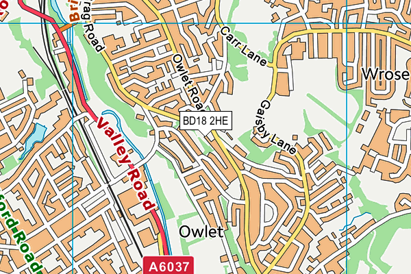 BD18 2HE map - OS VectorMap District (Ordnance Survey)