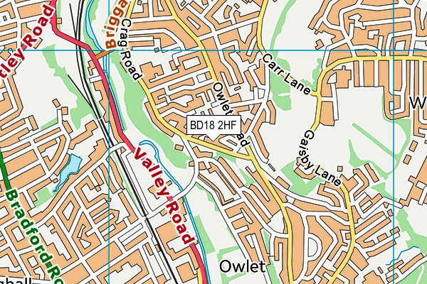 BD18 2HF map - OS VectorMap District (Ordnance Survey)