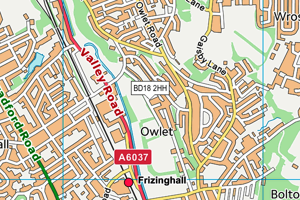 BD18 2HH map - OS VectorMap District (Ordnance Survey)