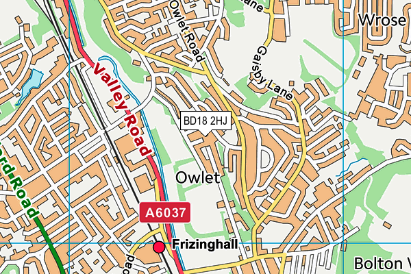 BD18 2HJ map - OS VectorMap District (Ordnance Survey)