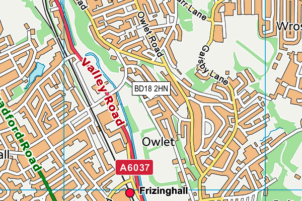 BD18 2HN map - OS VectorMap District (Ordnance Survey)