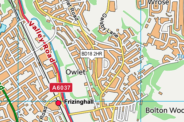 BD18 2HR map - OS VectorMap District (Ordnance Survey)