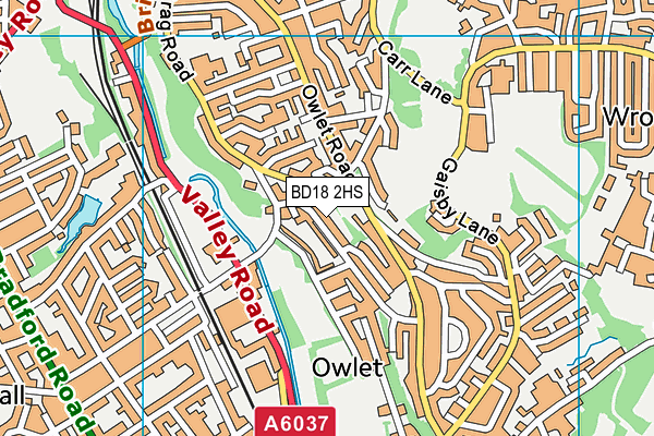 BD18 2HS map - OS VectorMap District (Ordnance Survey)