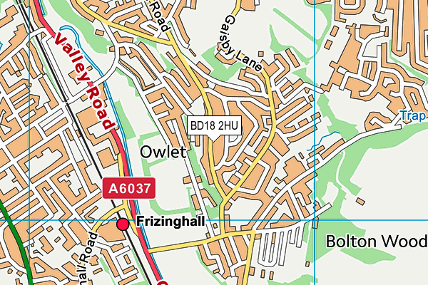 BD18 2HU map - OS VectorMap District (Ordnance Survey)