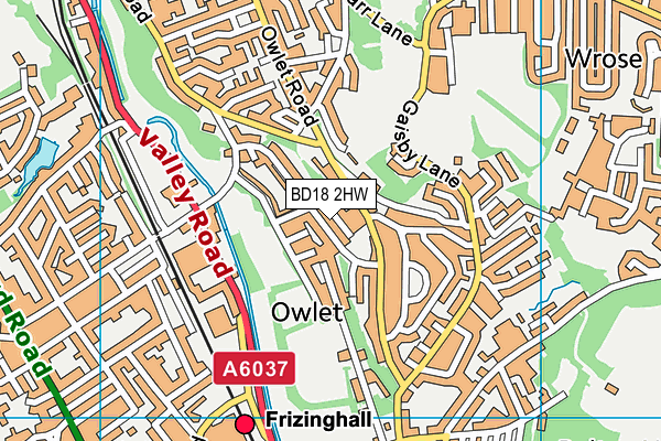 BD18 2HW map - OS VectorMap District (Ordnance Survey)