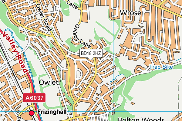 BD18 2HZ map - OS VectorMap District (Ordnance Survey)