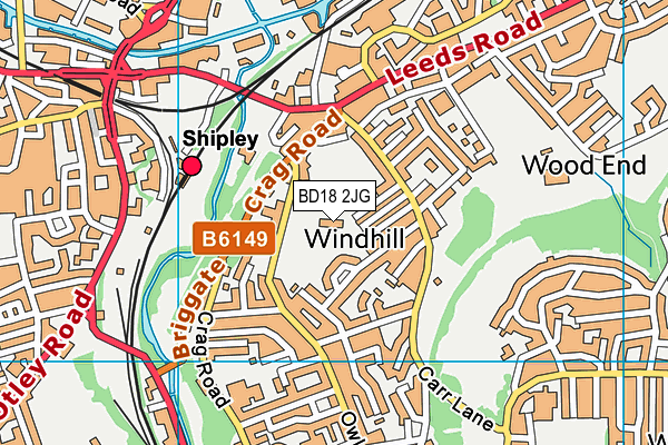 BD18 2JG map - OS VectorMap District (Ordnance Survey)