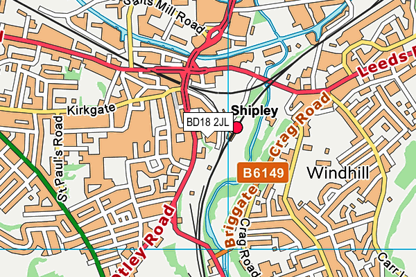 BD18 2JL map - OS VectorMap District (Ordnance Survey)