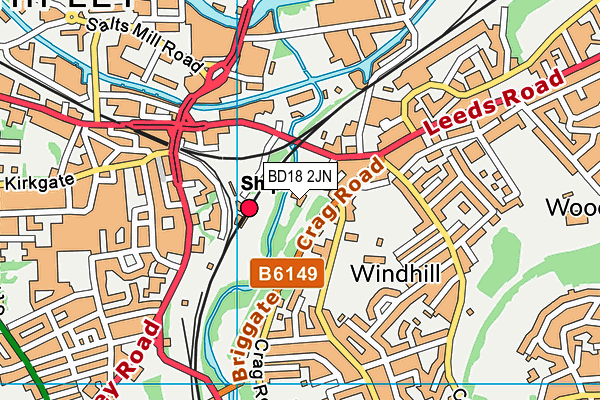 BD18 2JN map - OS VectorMap District (Ordnance Survey)