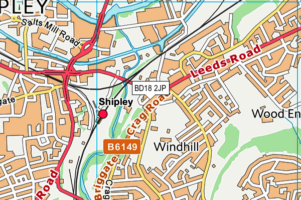 BD18 2JP map - OS VectorMap District (Ordnance Survey)