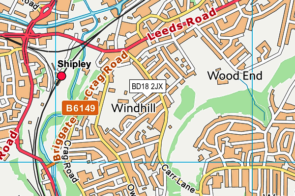 BD18 2JX map - OS VectorMap District (Ordnance Survey)