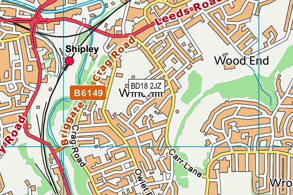BD18 2JZ map - OS VectorMap District (Ordnance Survey)