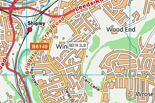 BD18 2LB map - OS VectorMap District (Ordnance Survey)