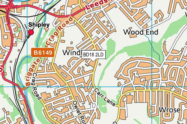 BD18 2LD map - OS VectorMap District (Ordnance Survey)