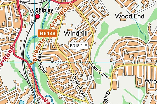 BD18 2LE map - OS VectorMap District (Ordnance Survey)