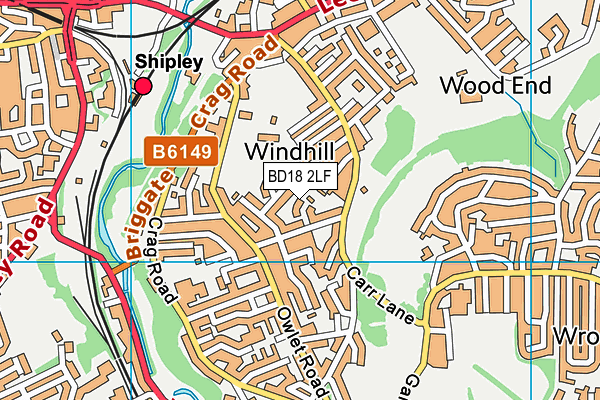 BD18 2LF map - OS VectorMap District (Ordnance Survey)
