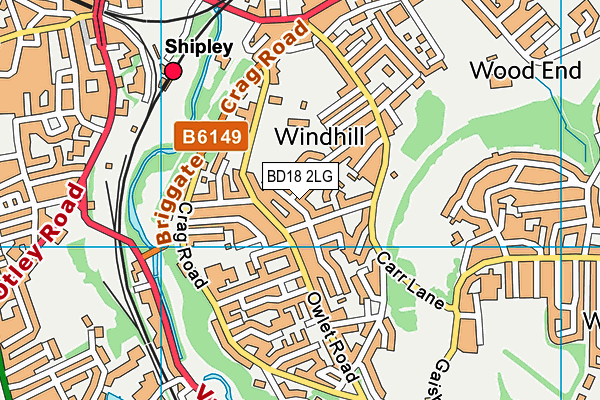 BD18 2LG map - OS VectorMap District (Ordnance Survey)