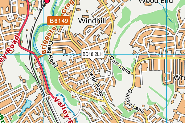 BD18 2LH map - OS VectorMap District (Ordnance Survey)