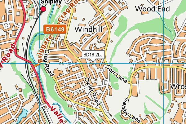 BD18 2LJ map - OS VectorMap District (Ordnance Survey)