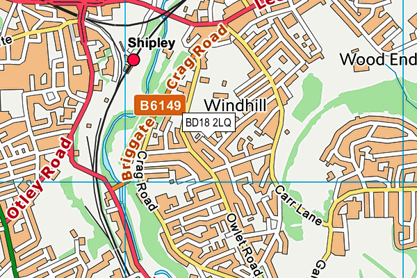 BD18 2LQ map - OS VectorMap District (Ordnance Survey)