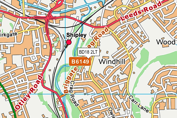 BD18 2LT map - OS VectorMap District (Ordnance Survey)