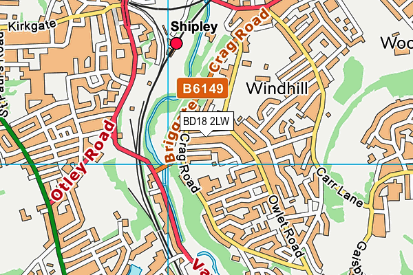 BD18 2LW map - OS VectorMap District (Ordnance Survey)