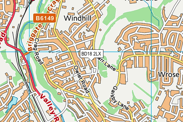 BD18 2LX map - OS VectorMap District (Ordnance Survey)