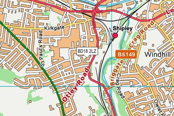 BD18 2LZ map - OS VectorMap District (Ordnance Survey)