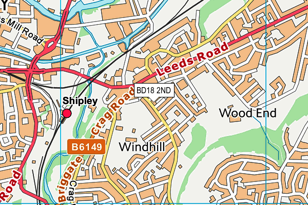 BD18 2ND map - OS VectorMap District (Ordnance Survey)