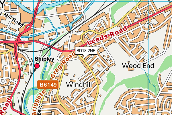 BD18 2NE map - OS VectorMap District (Ordnance Survey)