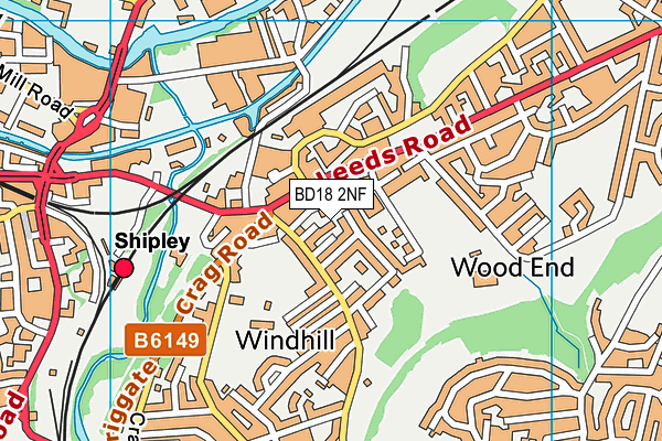 BD18 2NF map - OS VectorMap District (Ordnance Survey)